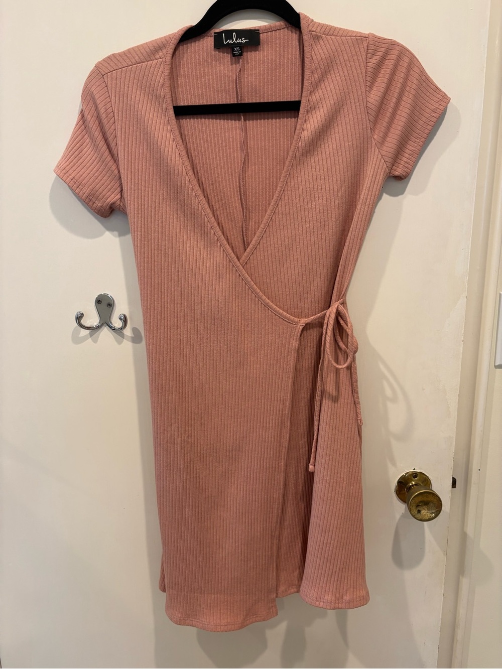 Lulu's Rose Wrap Ribbed Mini Dress
